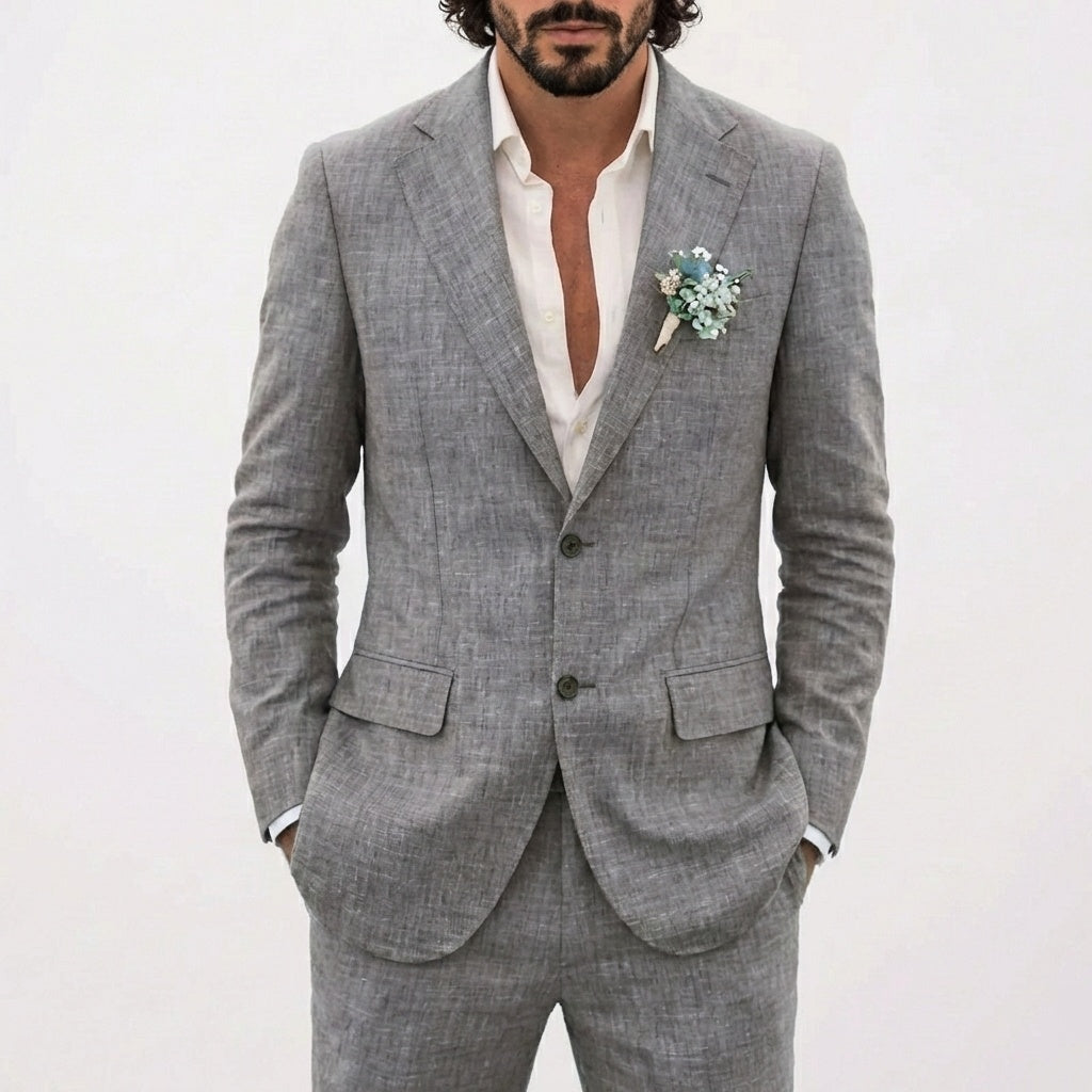 Ethan™ | Traje de lino de corte relajado con solapa clásica