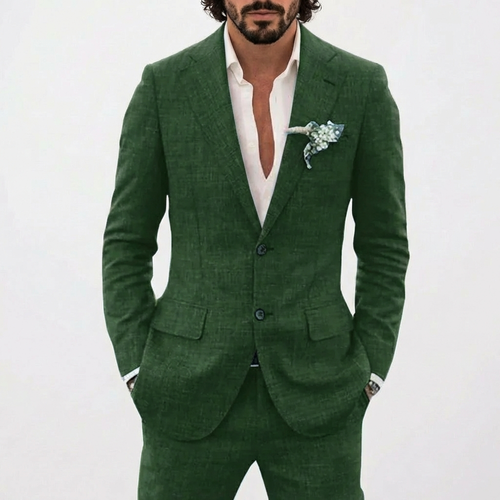 Ethan™ | Traje de lino de corte relajado con solapa clásica