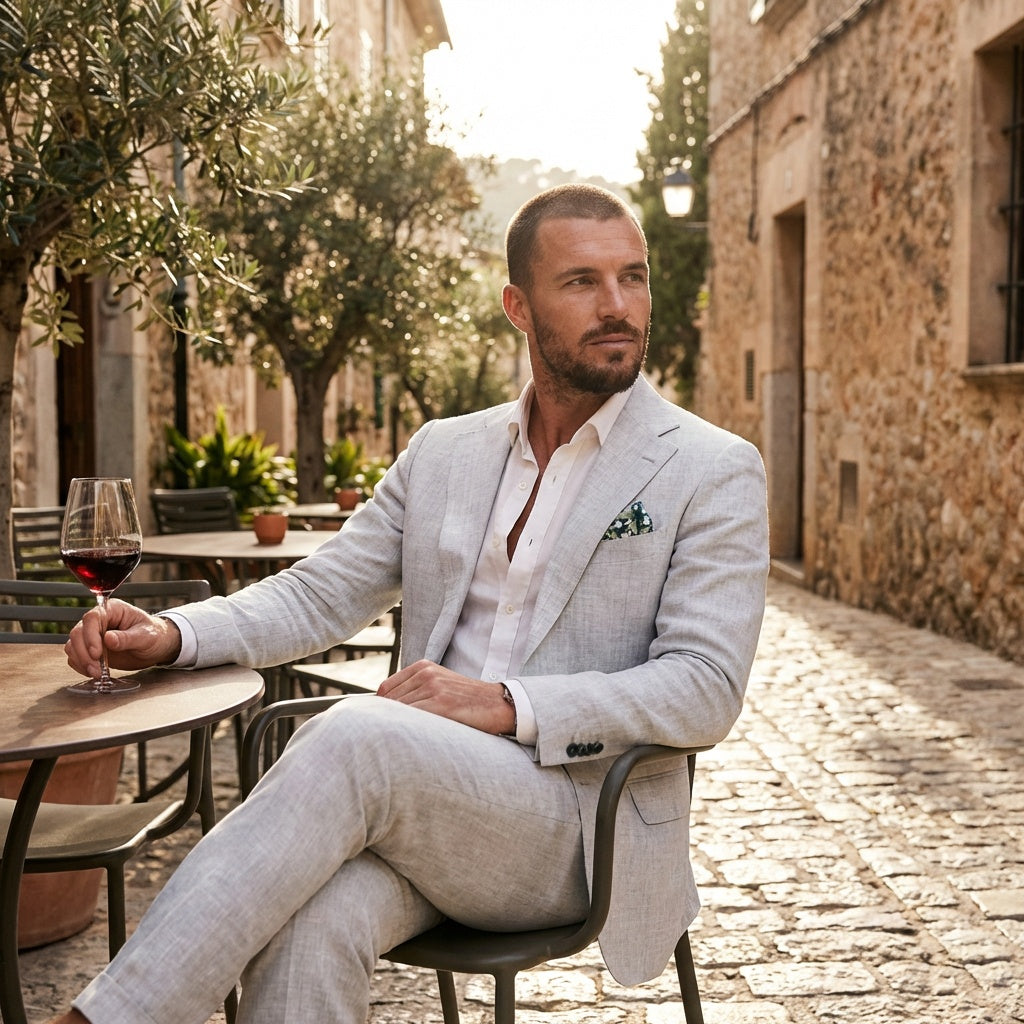 Ethan™ | Traje de lino de corte relajado con solapa clásica