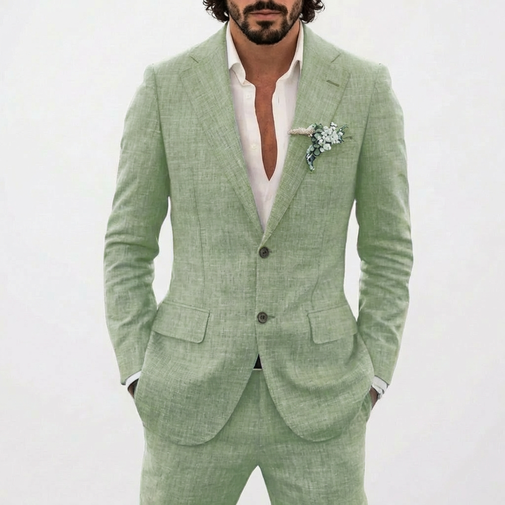 Ethan™ | Traje de lino de corte relajado con solapa clásica