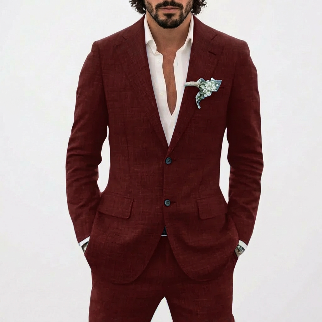 Ethan™ | Traje de lino de corte relajado con solapa clásica