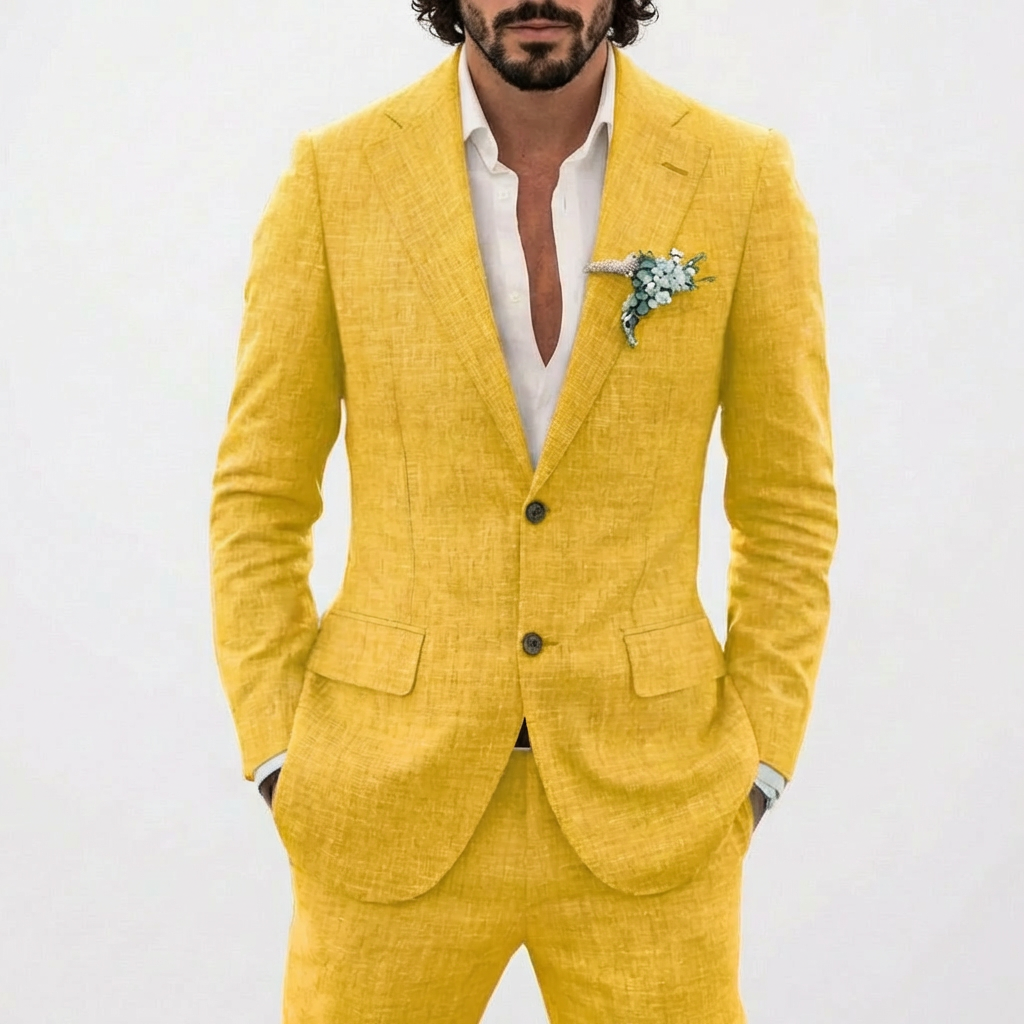 Ethan™ | Traje de lino de corte relajado con solapa clásica