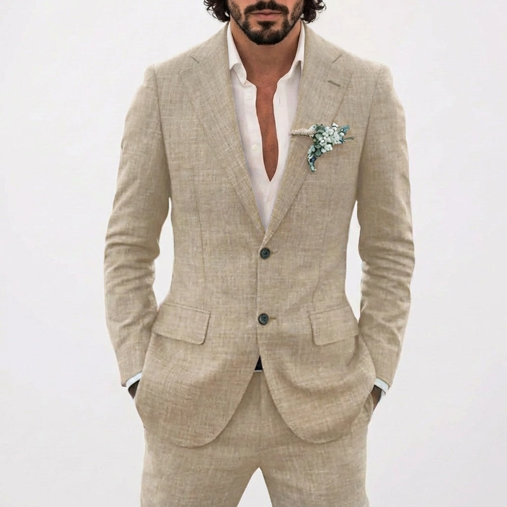 Ethan™ | Traje de lino de corte relajado con solapa clásica