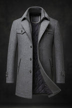 Nicholas™ | Abrigo de paño de hombre con forro acolchado y doble cuello