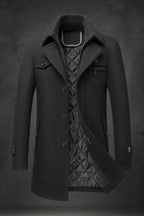 Nicholas™ | Abrigo de paño de hombre con forro acolchado y doble cuello