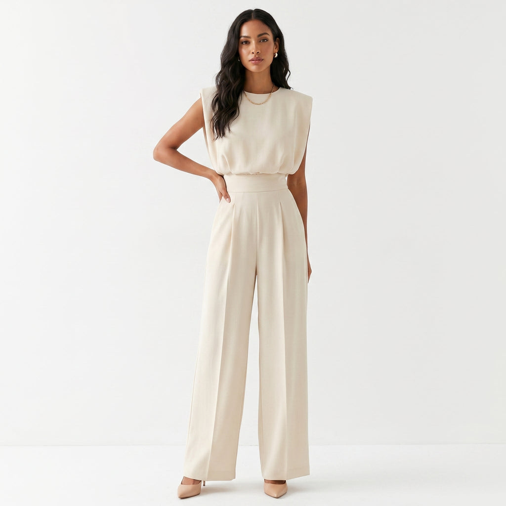 Ariana™ | Mono elegante palazzo sin mangas de tiro alto