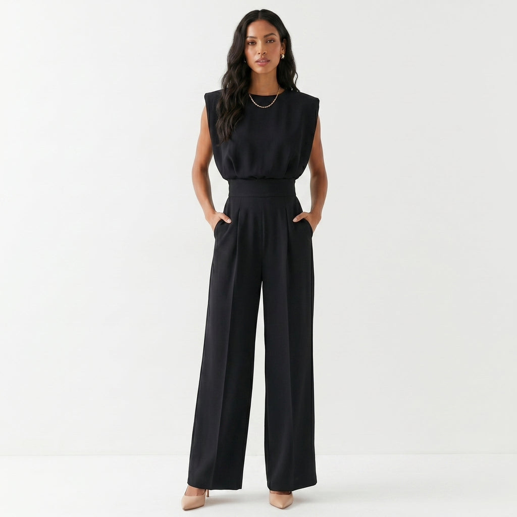 Ariana™ | Mono elegante palazzo sin mangas de tiro alto