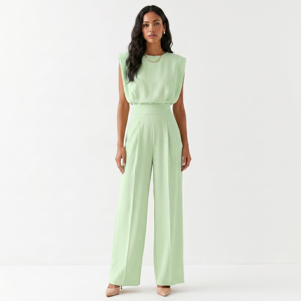 Ariana™ | Mono elegante palazzo sin mangas de tiro alto