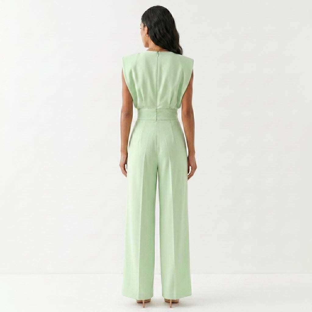 Ariana™ | Mono elegante palazzo sin mangas de tiro alto
