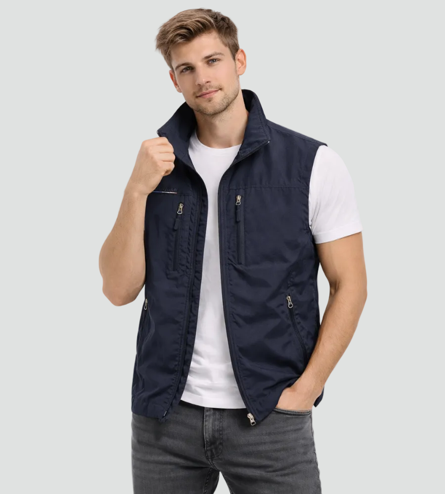 Wesley™ | Chaleco multibolsillos con cremallera y cuello alto