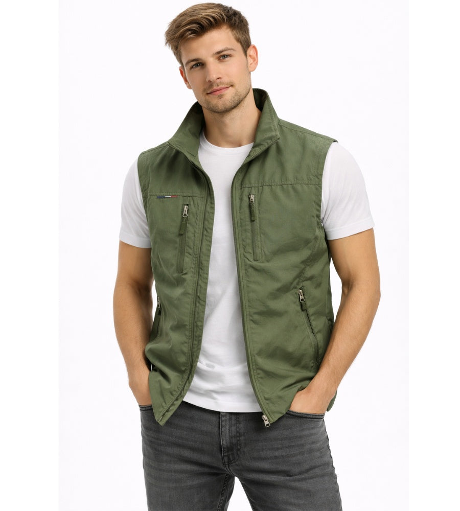 Wesley™ | Chaleco multibolsillos con cremallera y cuello alto
