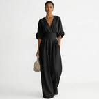 Clara™ | Mono largo elegante con escote en V y cinturón