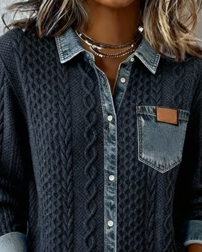 Aria™ | Jersey de punto de ochos con detalles vaqueros