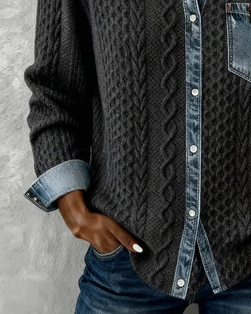Aria™ | Jersey de punto de ochos con detalles vaqueros