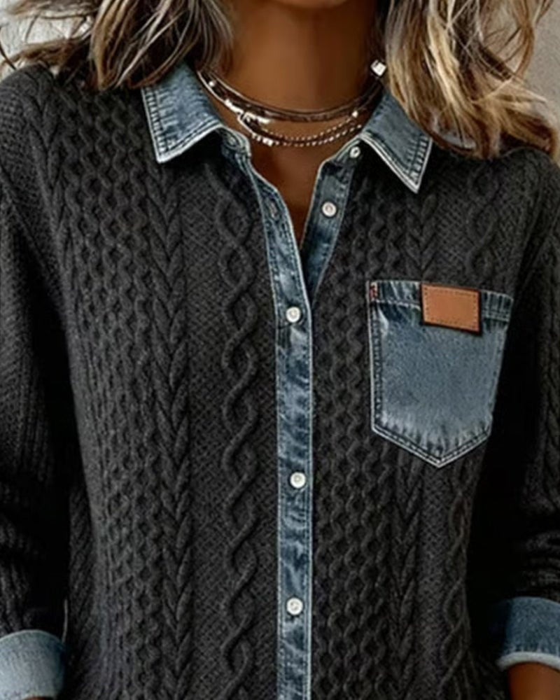 Aria™ | Jersey de punto de ochos con detalles vaqueros