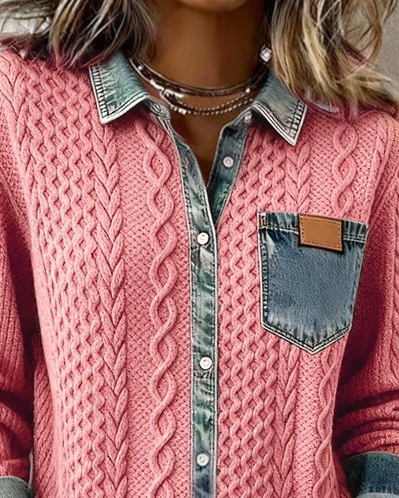 Aria™ | Jersey de punto de ochos con detalles vaqueros
