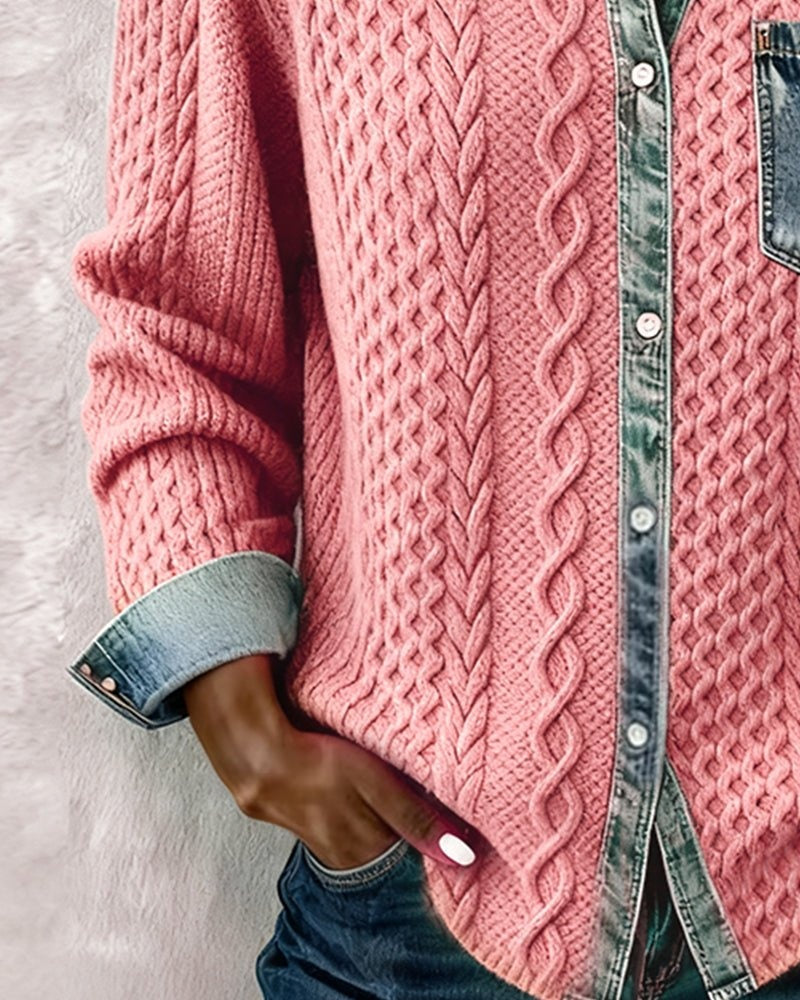 Aria™ | Jersey de punto de ochos con detalles vaqueros
