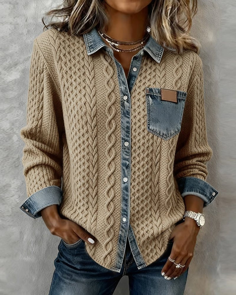 Aria™ | Jersey de punto de ochos con detalles vaqueros