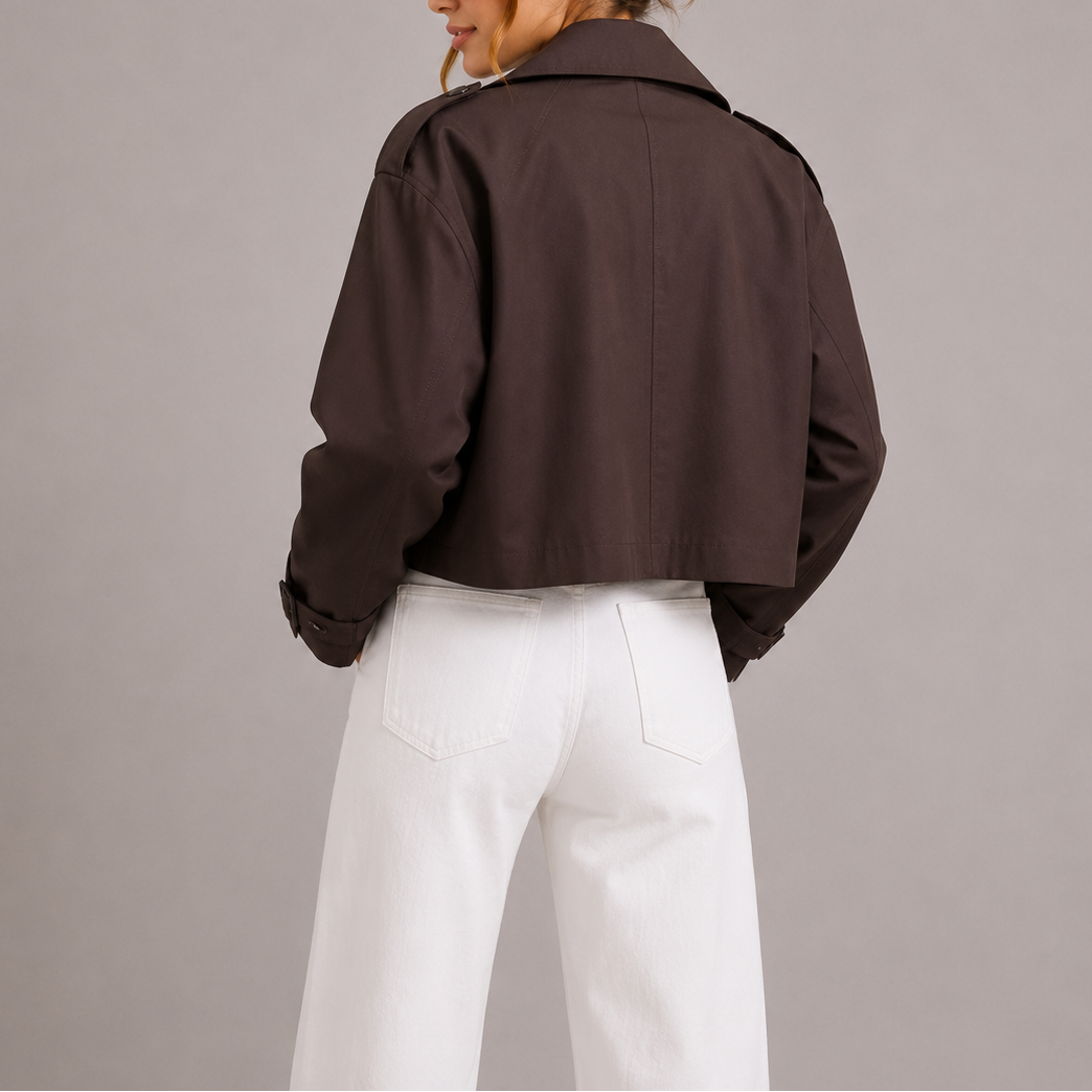 Lydia™ | Gabardina corta cruzada con solapas