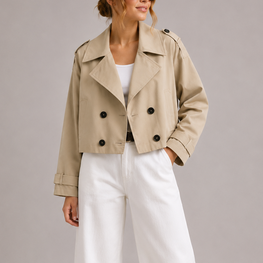 Lydia™ | Gabardina corta cruzada con solapas