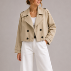 Lydia™ | Gabardina corta cruzada con solapas