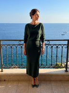 Alyssa™ | Vestido midi de punto de fiesta con escote drapeado