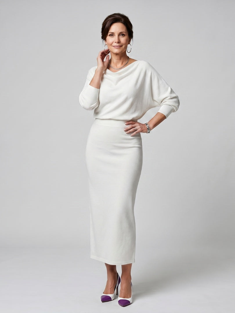 Alyssa™ | Vestido midi de punto de fiesta con escote drapeado