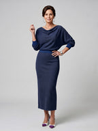 Alyssa™ | Vestido midi de punto de fiesta con escote drapeado