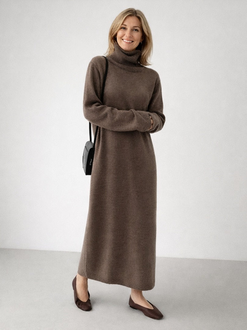Sydney™ | Vestido largo de punto con cuello alto y manga larga