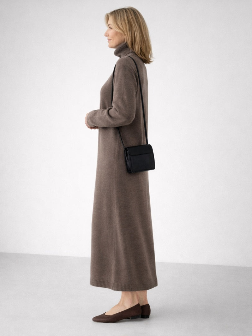 Sydney™ | Vestido largo de punto con cuello alto y manga larga