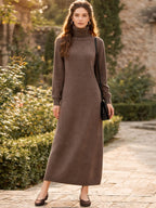 Sydney™ | Vestido largo de punto con cuello alto y manga larga