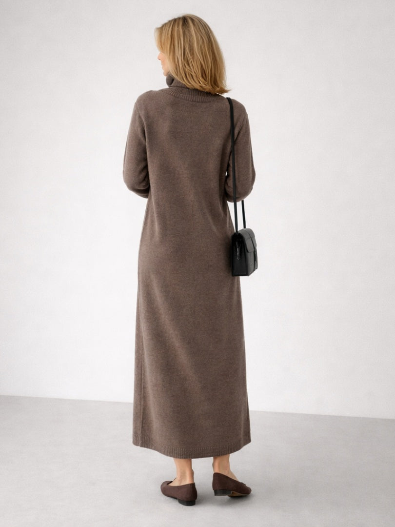 Sydney™ | Vestido largo de punto con cuello alto y manga larga