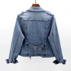 Allison™ | Cazadora vaquera estilo biker con cremalleras