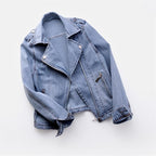 Allison™ | Cazadora vaquera estilo biker con cremalleras