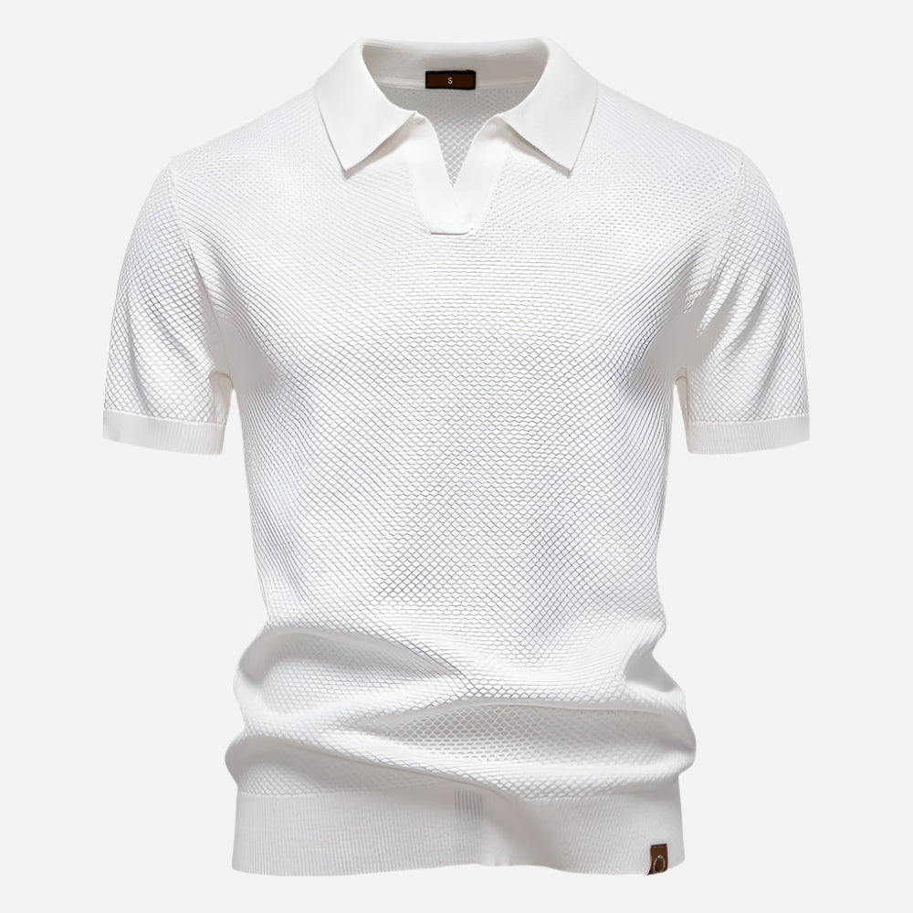 Raymond™ | Polo de punto texturizado con cuello abierto