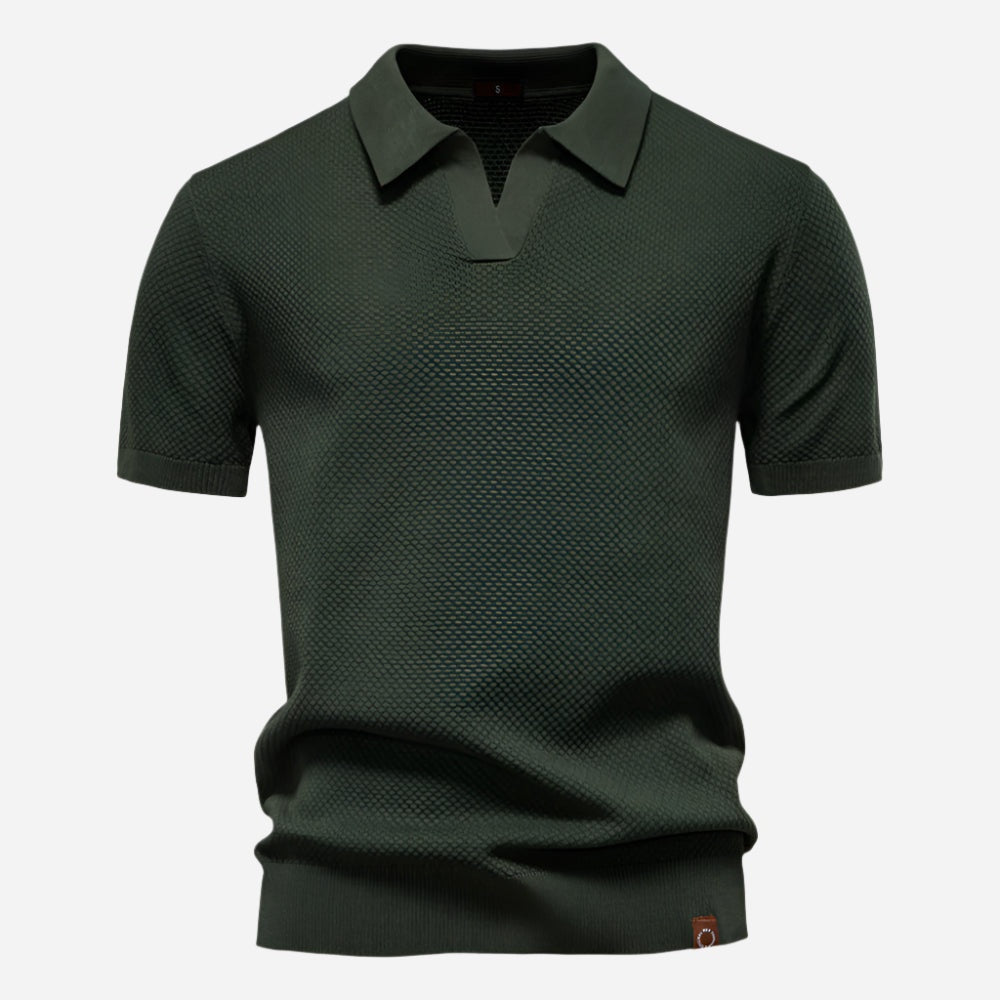 Raymond™ | Polo de punto texturizado con cuello abierto