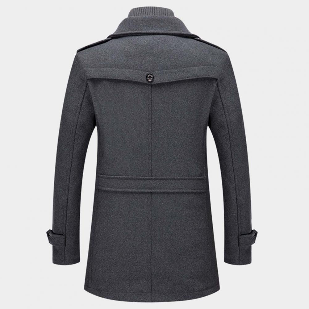 Peter™ | Abrigo largo de paño de hombre con solapa y doble cuello