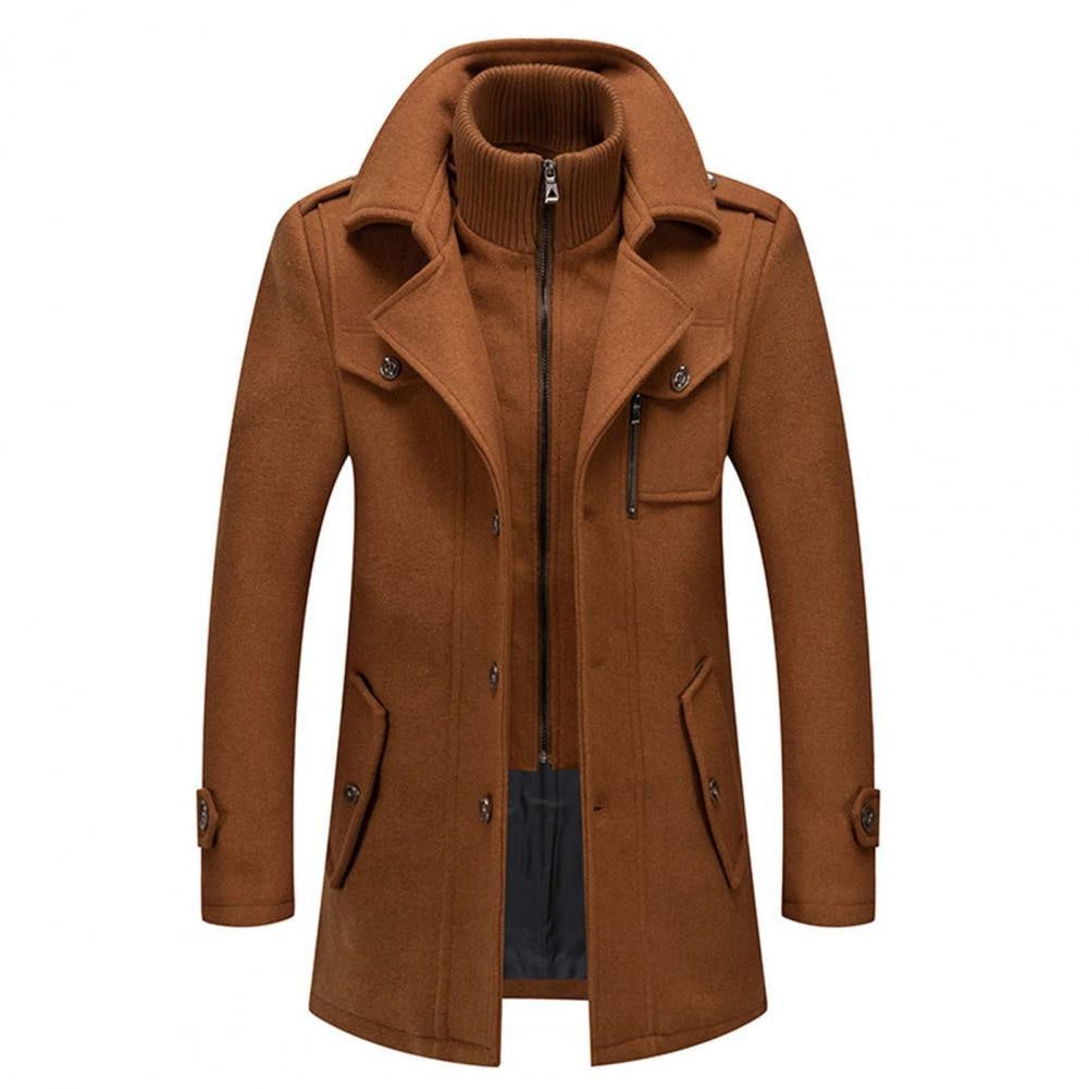 Peter™ | Abrigo largo de paño de hombre con solapa y doble cuello