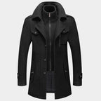 Peter™ | Abrigo largo de paño de hombre con solapa y doble cuello