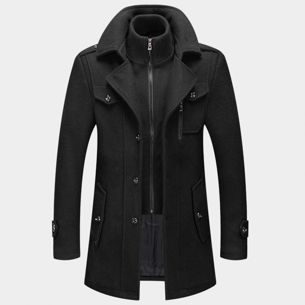 Peter™ | Abrigo largo de paño de hombre con solapa y doble cuello
