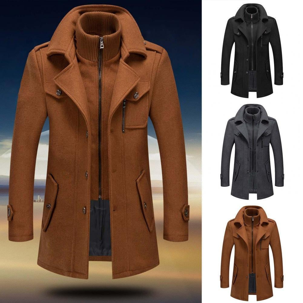 Peter™ | Abrigo largo de paño de hombre con solapa y doble cuello