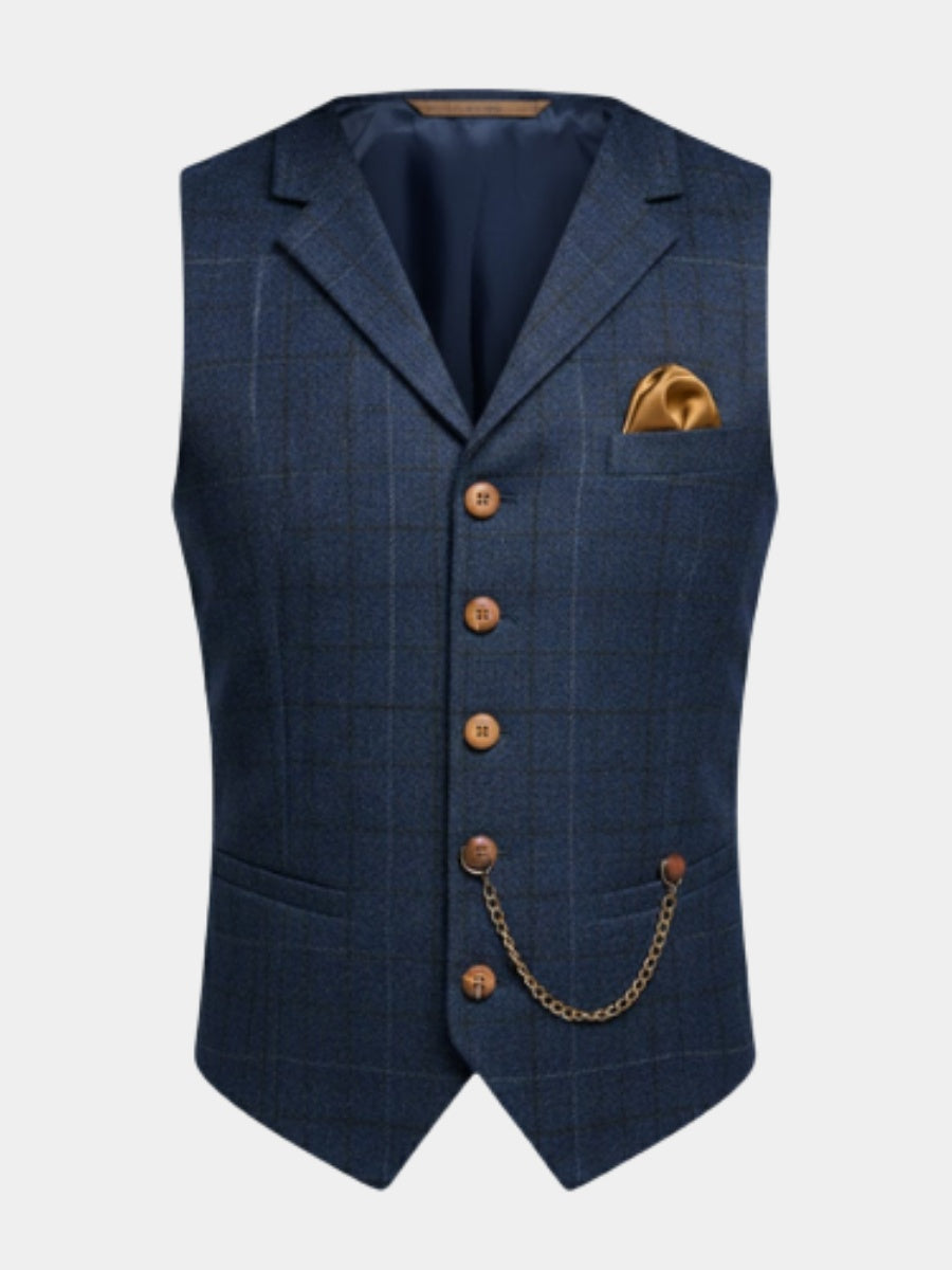 Anthony™ | Chaleco de traje de tweed a cuadros con solapas