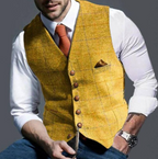 Anthony™ | Chaleco de traje de tweed a cuadros con solapas
