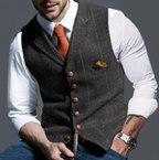 Anthony™ | Chaleco de traje de tweed a cuadros con solapas