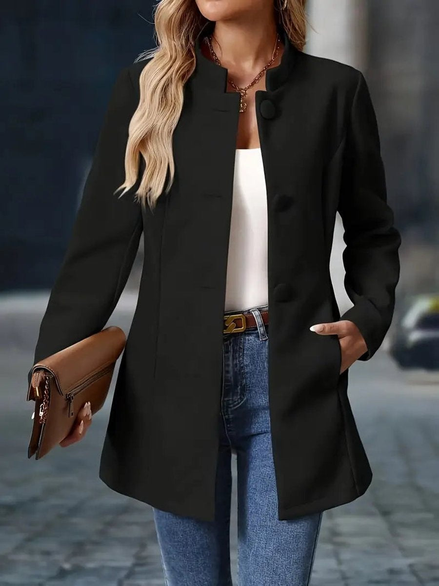 Kelsey™ | Abrigo corto elegante con cuello mao entallado