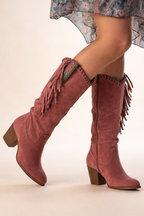 Margaret™ | Botas camperas con flecos y tacón cuadrado