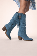 Margaret™ | Botas camperas con flecos y tacón cuadrado