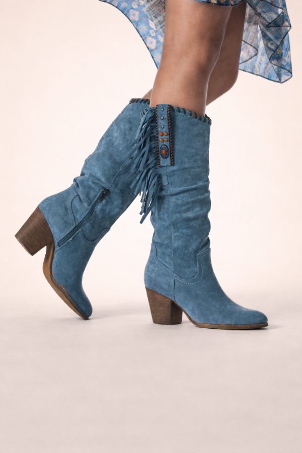 Margaret™ | Botas camperas con flecos y tacón cuadrado