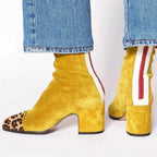 Josie™ | Botines de ante con estampado leopardo y tacón de bloque