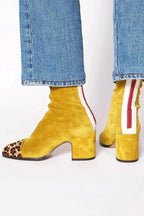 Josie™ | Botines de ante con estampado leopardo y tacón de bloque